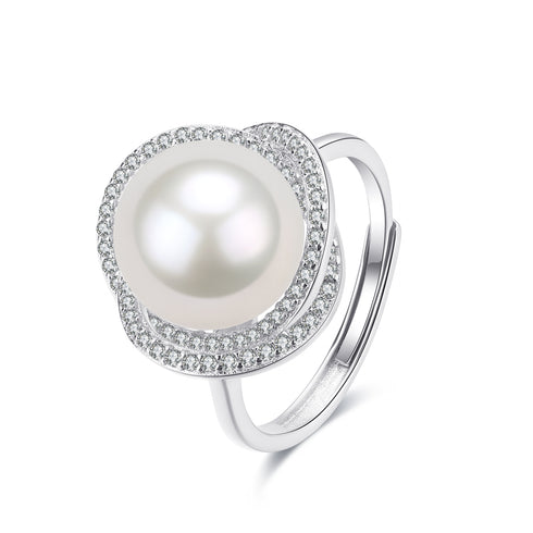 11-12mm Freshwater Pearl & Rose Ring - House Of Pearls