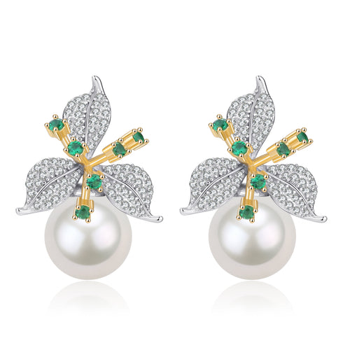 Floral Cubic Ziconia Green Gem Earrings - House Of Pearls