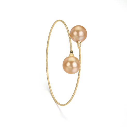 10-11mm Golden South Sea Pearl Bangle Bracelet in 18k Gold (US) - House Of Pearls