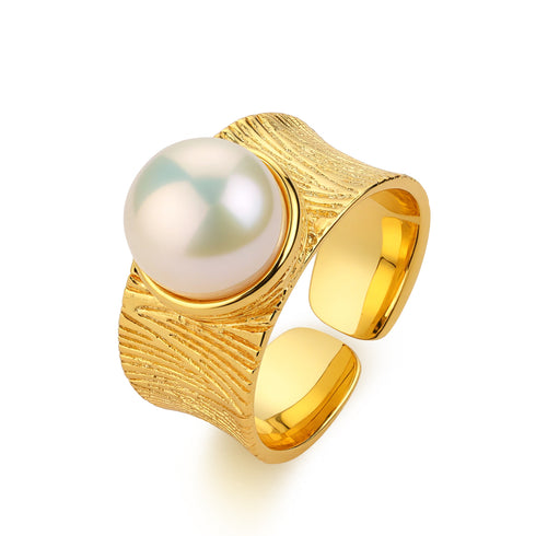 7-8mm Freshwater Pearl Wide Ring - House Of Pearls