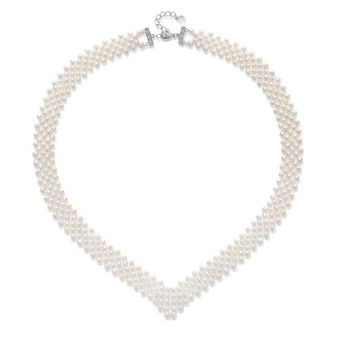 2-3mm Freshwater Pearl Multi-Layered V Shape Necklace - House Of Pearls