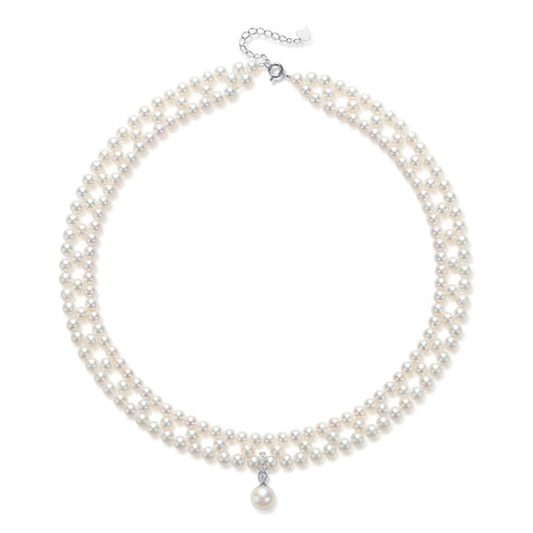 Woven Freshwater Pearl Pendant Strands Necklace - House Of Pearls