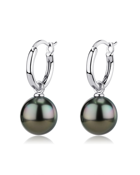 10-11mm Classic Hoop Tahitian Pearl Earrings - House Of Pearls
