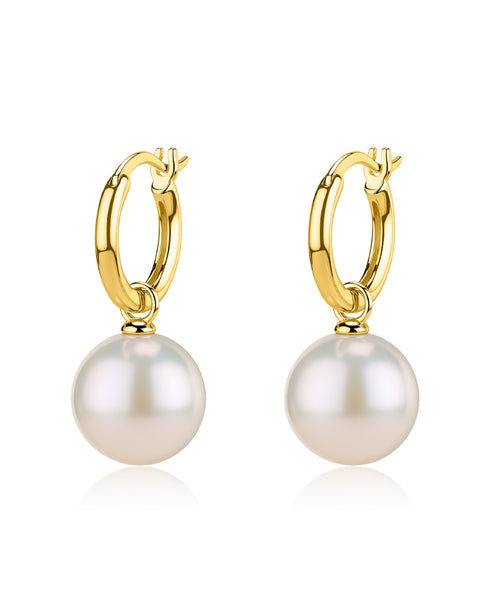 11-12mm Freshwater Pearl & Hoops Earrings - House Of Pearls