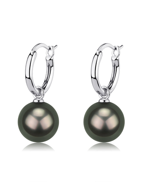 10-11mm Classic Hoop Tahitian Pearl Earrings - House Of Pearls