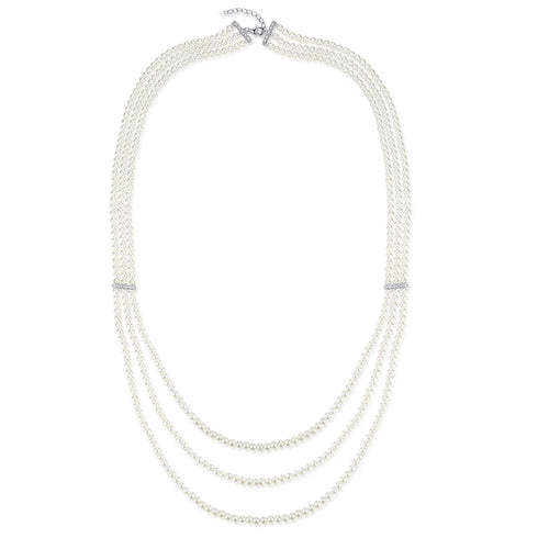 3-4mm Freshwater Pearl Triple-Layered Design Necklace - Necklaces made with hand-selected pearls from House of Pearls