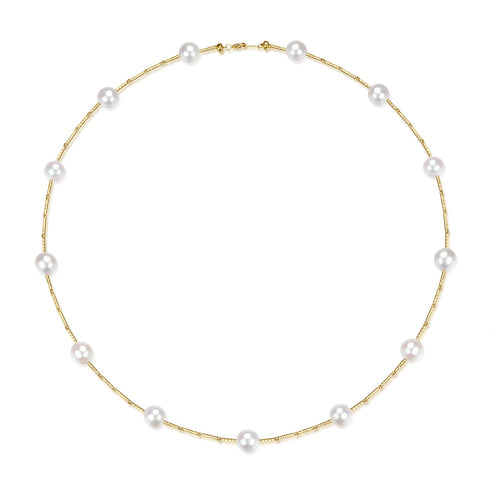 Necklace, 9‑pearl Akoya Japanese pearls on an 18K gold chain, House Of Pearls - TA