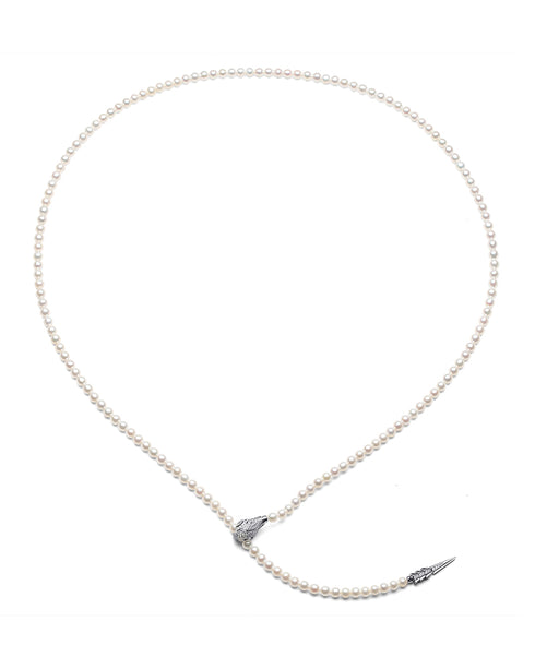 24'' White Freshwater Pearl Snake Lock Y Shape Necklace - Necklaces made with hand-selected pearls from House of Pearls