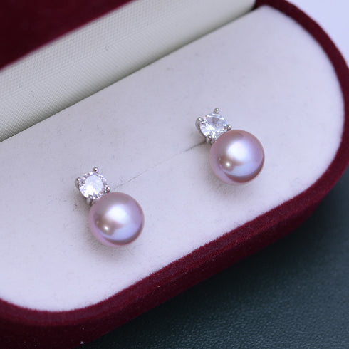 Sasha Button Freshwater Pearl Stud Earrings Different Colors - House Of Pearls