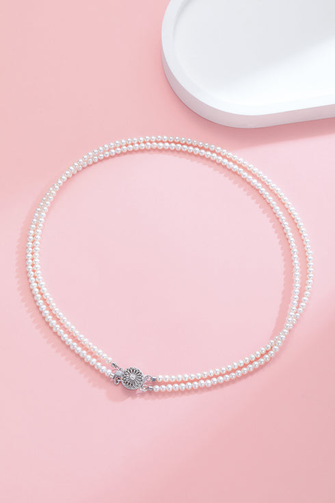 3-4mm Dainty White Freshwater Pearl Dual Strand Necklace - Necklaces made with hand-selected pearls from House of Pearls