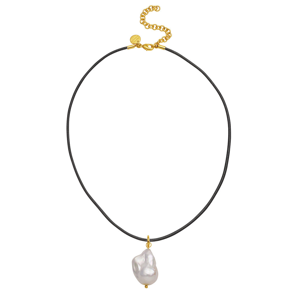 Baroque Pearl Leather Cord Necklace S925 Gold House Of – House Of