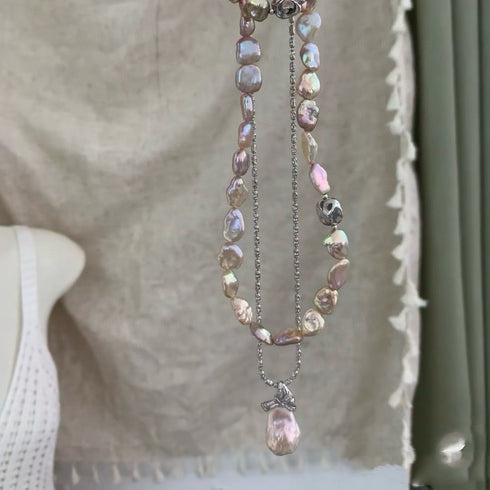 Keshi Freshwater Pearl Floral Petal Set in Iridescent Pink-Purple - Necklaces made with hand-selected pearls from House of Pearls