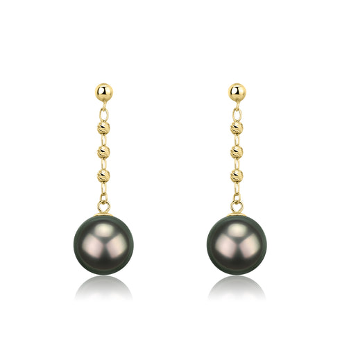 8-9mm Tahitian Pearl & Beaded Long Drop Earrings - Earrings made with hand-selected pearls from House of Pearls