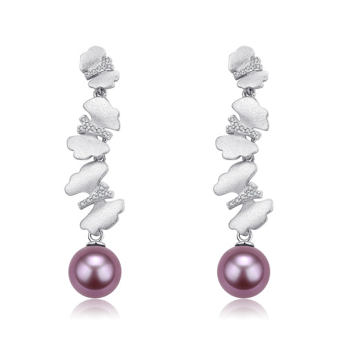 11-12mm Freshwater Pearl & Dancing Butterfly Earrings - Earrings made with hand-selected pearls from House of Pearls