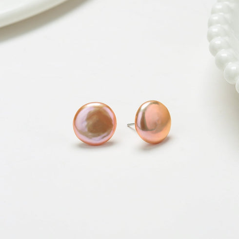 Pink Coin Baroque Pearl Stud Earrings - Earrings made with hand-selected pearls from House of Pearls