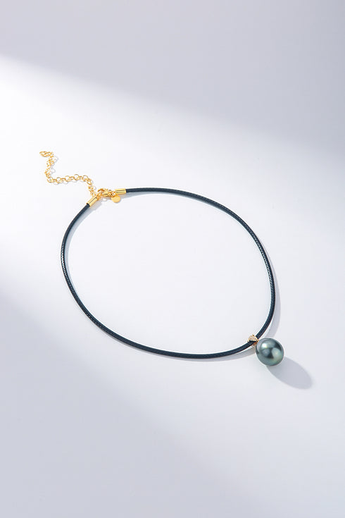 Large Tahitian Pearl Pendant on Leather Cord Necklace - Necklaces made with hand-selected pearls from House of Pearls