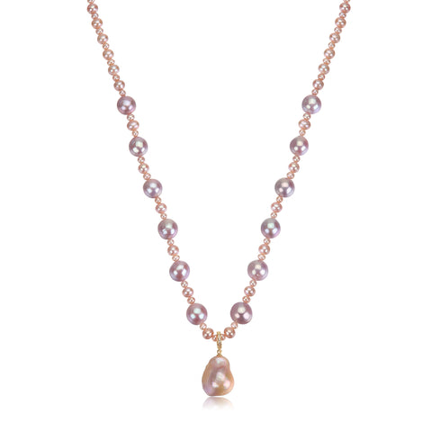 Pink to Purple Baroque Freshwater Pearl Pendant Necklace - Necklaces made with hand-selected pearls from House of Pearls