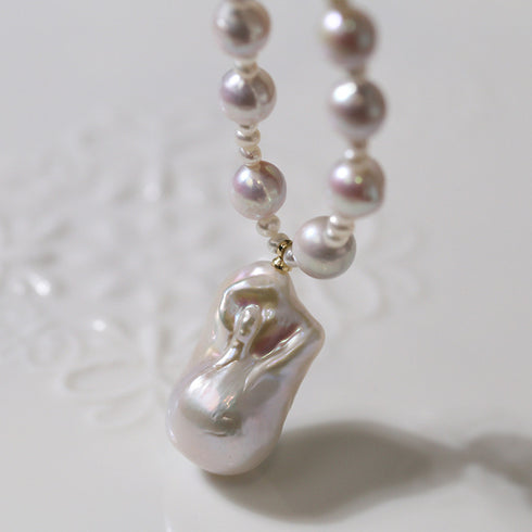 White Bold Baroque Pearl Pendant Necklace - House Of Pearls