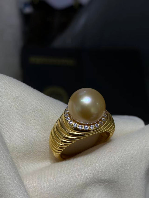 10-11mm South Sea Golden Pearl Thread Ring - Rings made with hand-selected pearls from House of Pearls