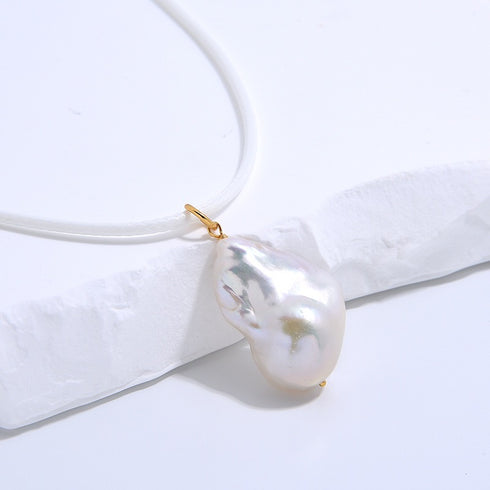 Baroque Pearl Leather Cord Necklace - House Of Pearls