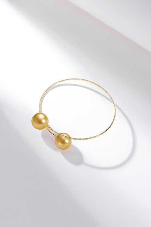 10-11mm Golden South Sea Pearl Bangle Bracelet in 18k Gold (US) - House Of Pearls