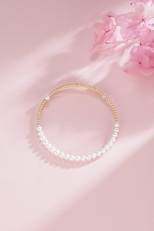3-4mm Freshwater Pearl Beaded Bracelet 18K Gold - Bracelets made with hand-selected pearls from House of Pearls