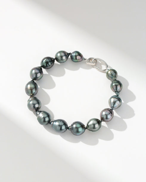 8–11mm Dark Tahitian South Sea circle-baroque pearl bracelet, AA+ grade, House Of Pearls