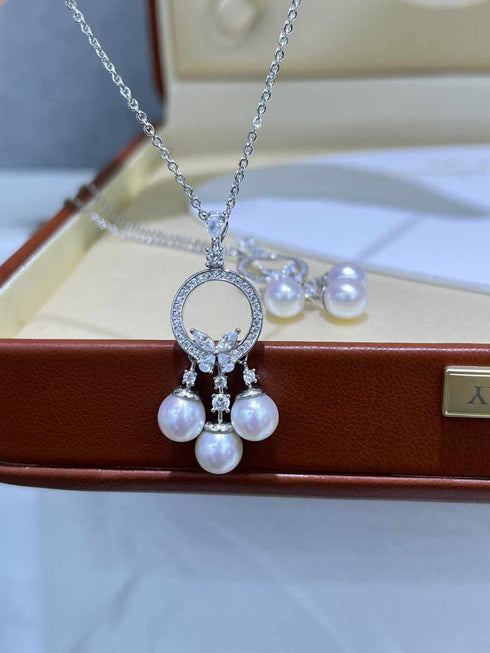 Dreamcatcher Three Pearls Pendant Necklace - House Of Pearls