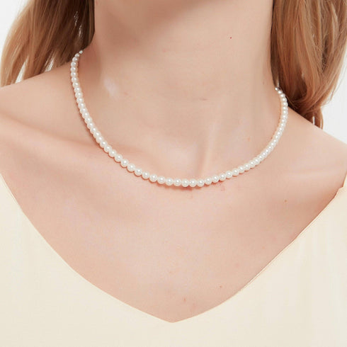 4-5mm Aurora White Freshwater Pearl Strand Necklace - Necklaces made with hand-selected pearls from House of Pearls