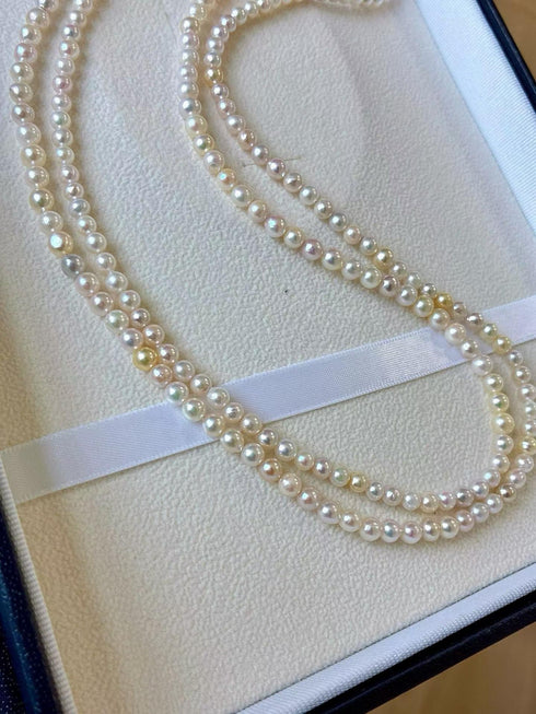 Pearl opera necklace, 4–5mm Akoya seawater pearls, double-strand, House Of Pearls - LC.