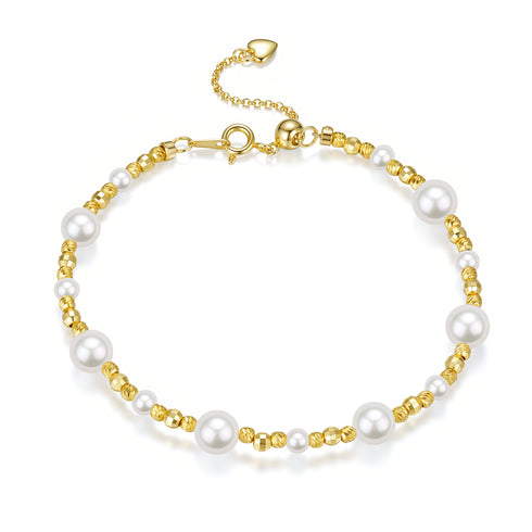 4–8mm Freshwater Pearl and Gold Bead Necklace & Bracelet Set - Necklaces made with hand-selected pearls from House of Pearls