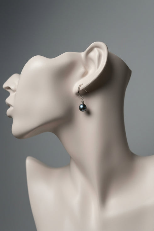 Earrings: 7–8mm dark blue-gray Akoya Pearl Crystal Pavé Drop in sterling silver