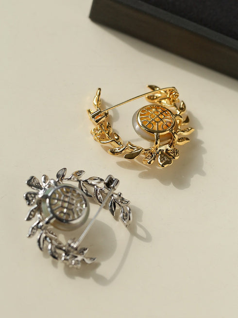 Grey Mabe Pearl Wheat Brooch - House Of Pearls