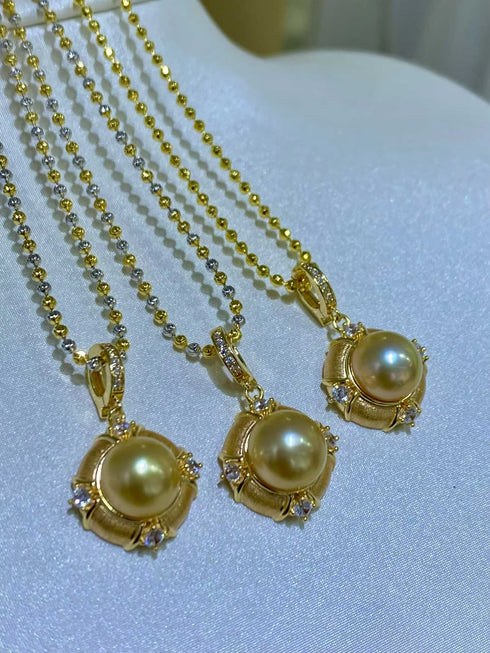 10-11mm South Sea Golden Pearl Buccellati-Inspired Pendant Necklace