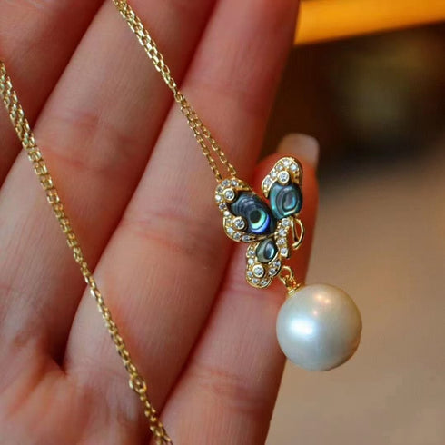 Black Mother of Pearls Butterfly Earrings & Necklace - House Of Pearls