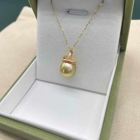 11-13mm Golden South Sea Pearl & Pinecone Pendant - House Of Pearls