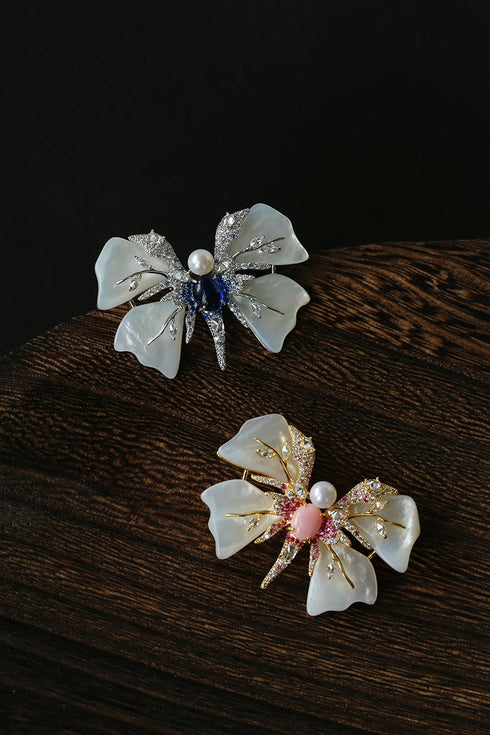 5–6mm Pearl White Shell Butterfly Brooch - Brooch made with hand-selected pearls from House of Pearls