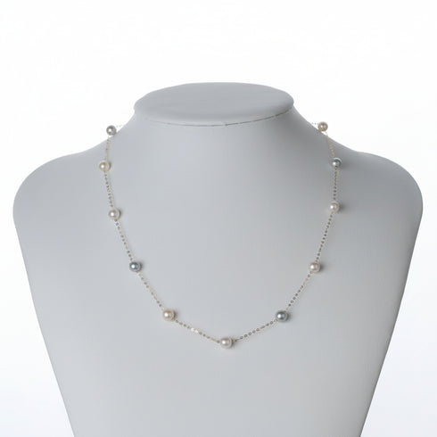 Akoya Three-Color Pearl Tincup Necklace
