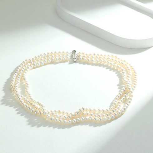 5-6mm Triple Strand White Freshwater Pearls Necklace Bracelet Set(Purchase Individually) - Bracelets made with hand-selected pearls from House of Pearls