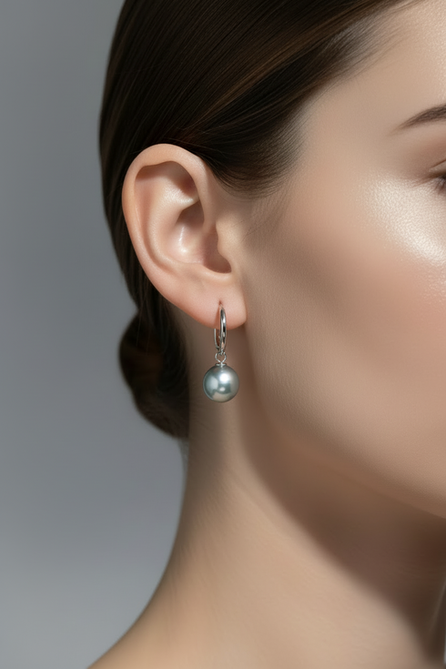 (副本)7-8mm Silver Blue Akoya Pearl Drop Earrings - Earrings made with hand-selected pearls from House of Pearls