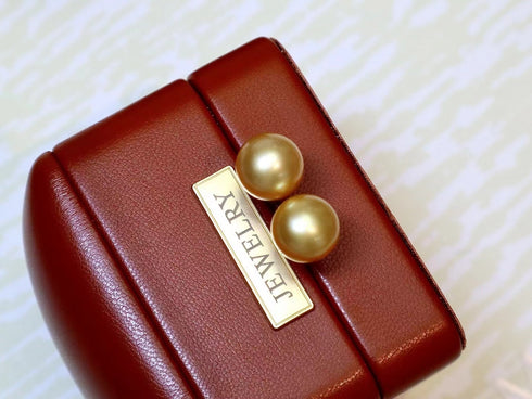 10-11mm Golden South Sea Pearl & Classic Stud Earrings 18K Gold