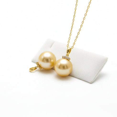 12-13mm Golden South Sea Pearl Royal Crown Pendant Necklace -GUILD Certified - Necklaces made with hand-selected pearls from House of Pearls