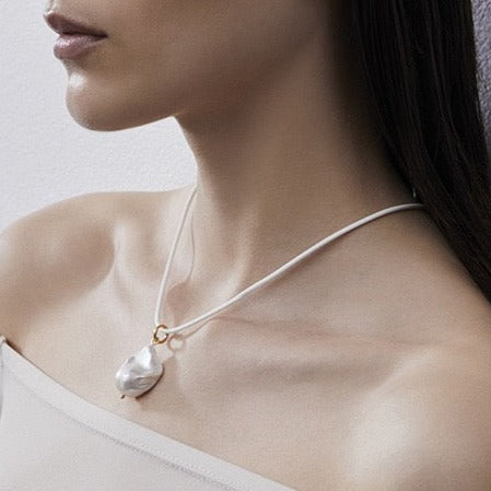 Baroque Pearl Leather Cord Necklace - House Of Pearls