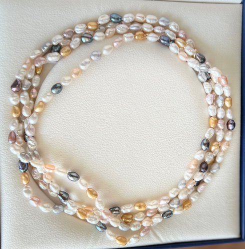 68-inch Length Multicolor Keshi Pearl Long Necklace - House Of Pearls