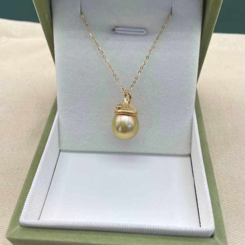 11-13mm Golden South Sea Pearl & Pinecone Pendant - House Of Pearls