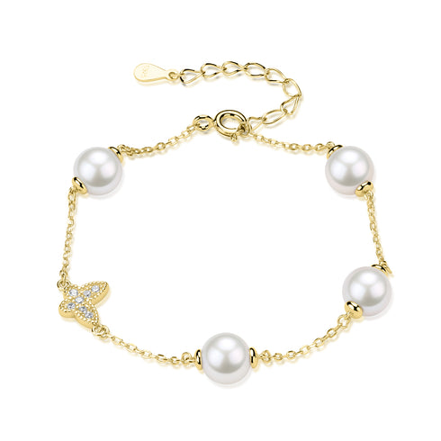 6-7mm Freshwater Pearl Butterfly Bracelet - Bracelets made with hand-selected pearls from House of Pearls