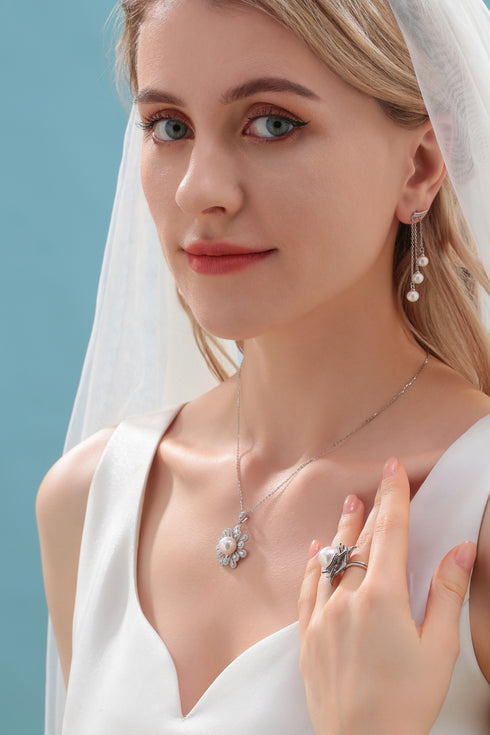 6-7mm Freshwater Pearl & Dynamic Triple Drop Earrings - Earrings made with hand-selected pearls from House of Pearls