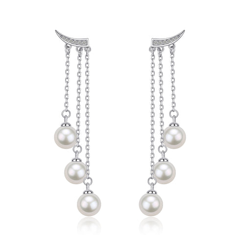 6-7mm Freshwater Pearl & Dynamic Triple Drop Earrings - Earrings made with hand-selected pearls from House of Pearls