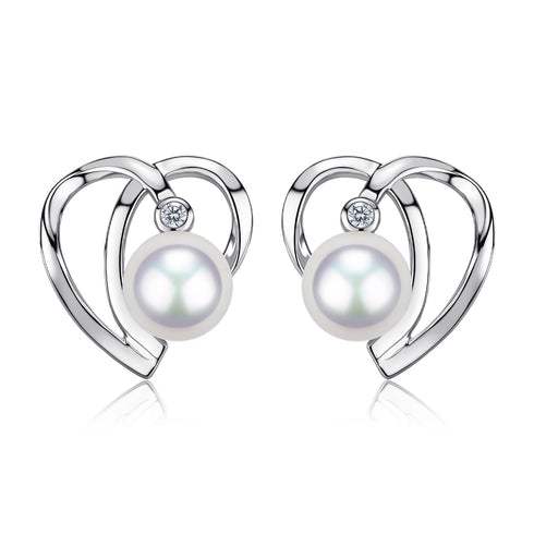 6–7mm Freshwater Pearl Heart Earrings - Earrings made with hand-selected pearls from House of Pearls