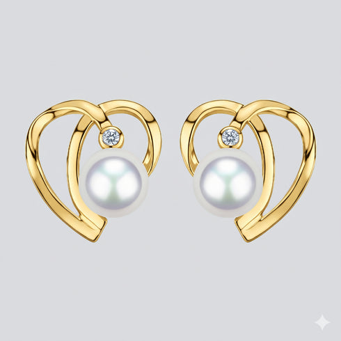 6–7mm Freshwater Pearl Heart Earrings - Earrings made with hand-selected pearls from House of Pearls